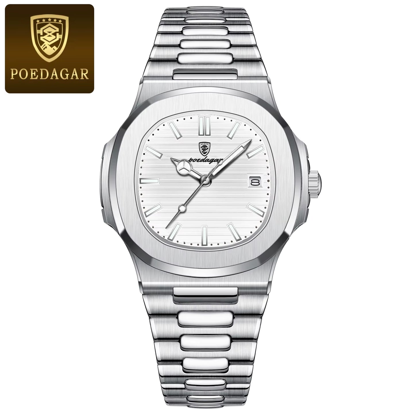 Man Wristwatch Business Luxury Square Men Quartz Watch Waterproof Luminous Date Stainless Steel Men'S Watches Clock+Box