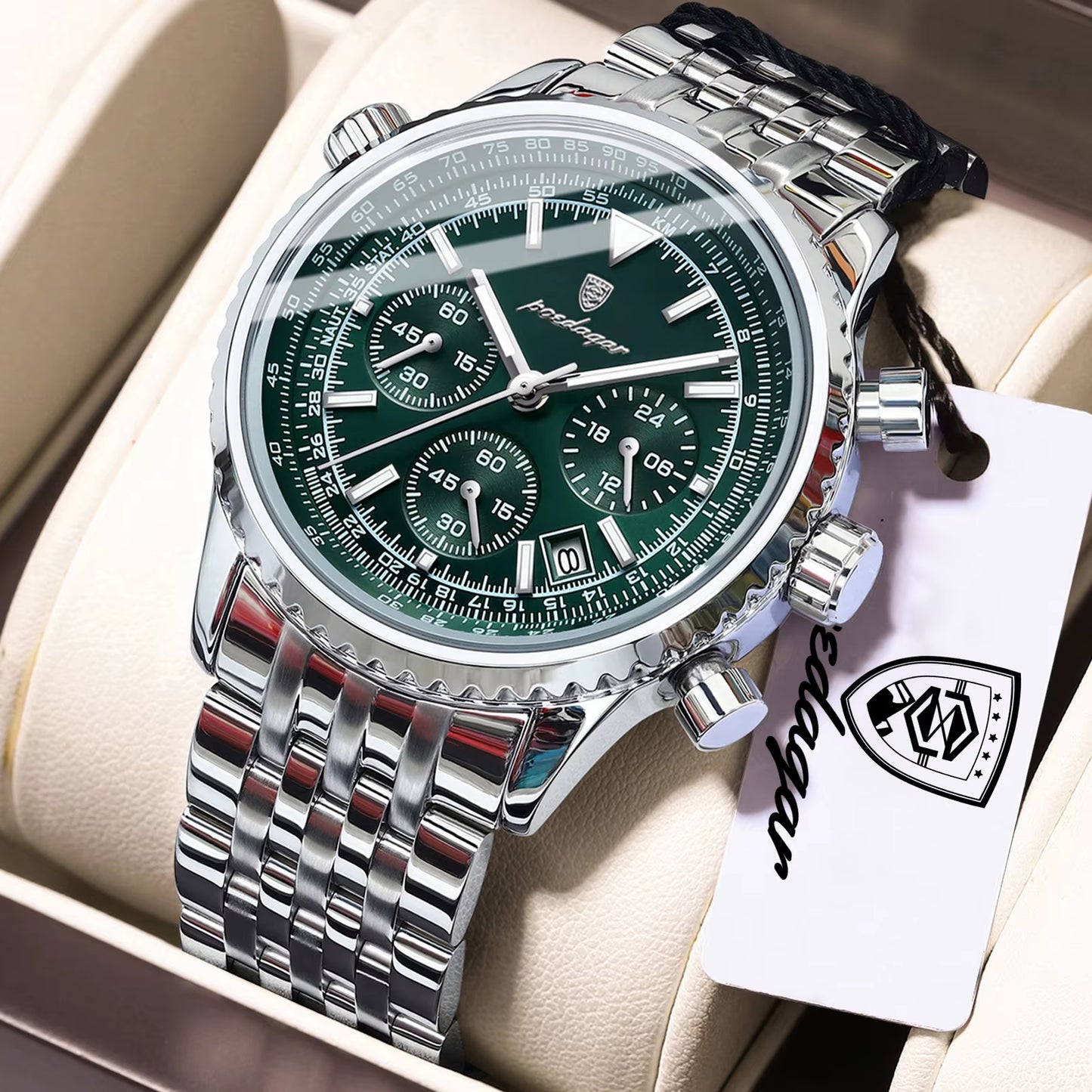 Luxury Watches for Man Date Chronograph Stainless Steel Sport Men Watch Waterproof Luminous Quartz Military Men'S Watch