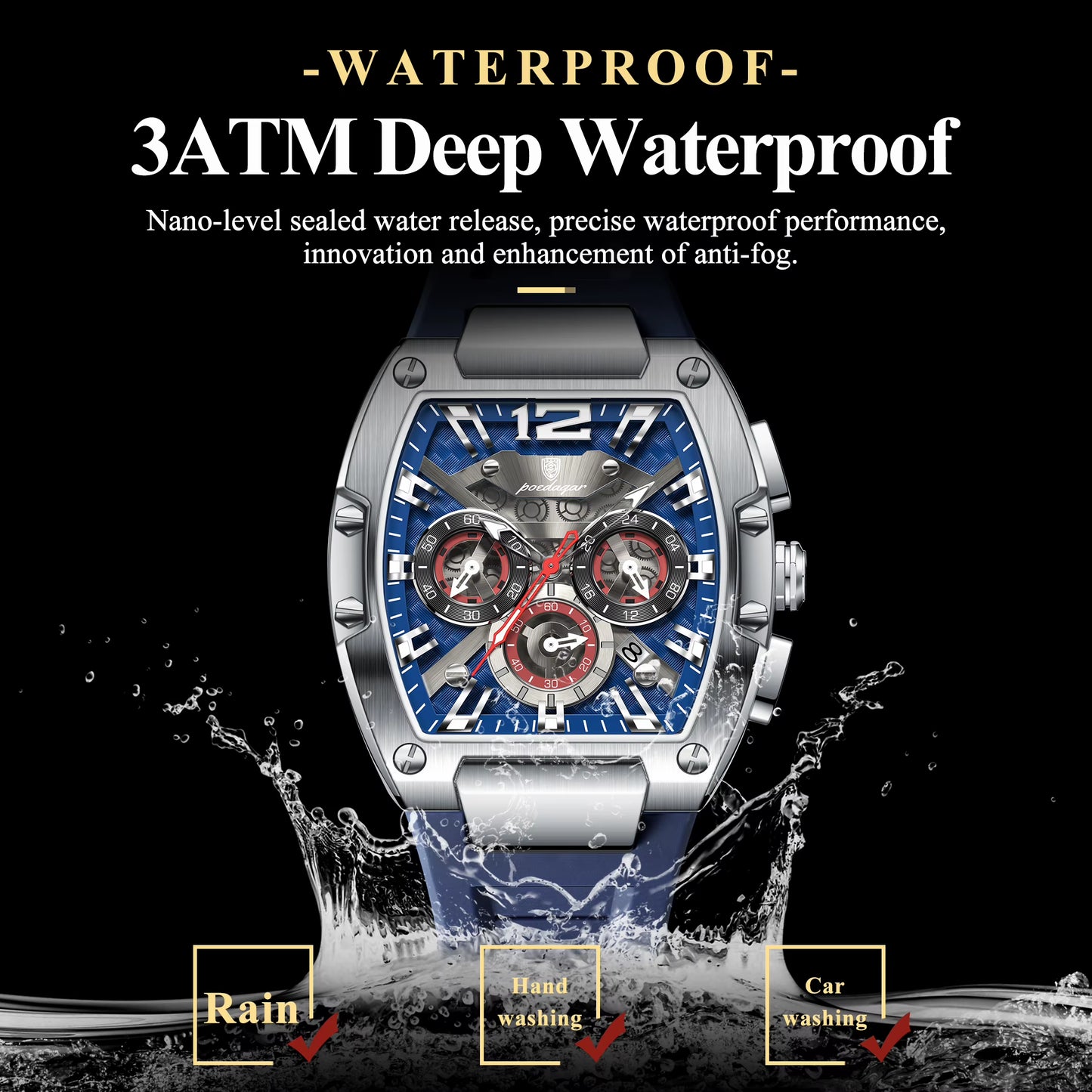 Luxury Man Quartz Watch Sports Military Watch for Men Waterproof Luminous Date Chronograph Silicone Strap Men'S Watches
