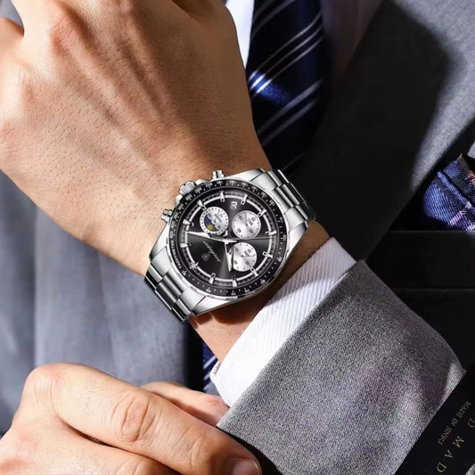 Business Brand Man Wristwatch Waterproof Stainless Steel Luminous Men Watch Chronograph Date Men'S Quartz Watches Reloj