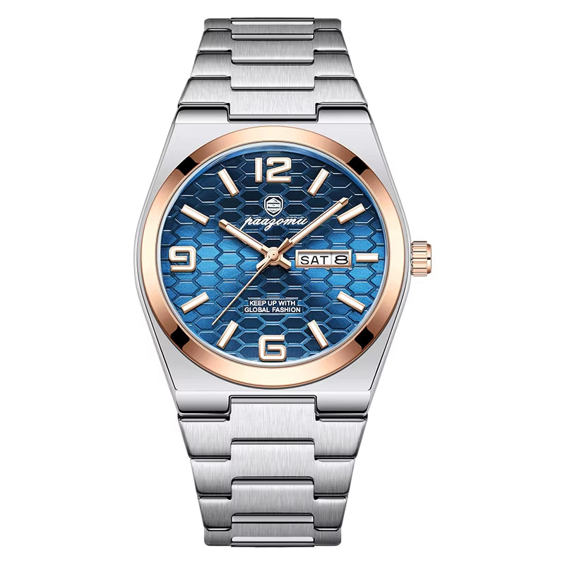Men'S Watch Unisex Digital Display Quartz Movement Stainless Steel Band Fashion Accessory
