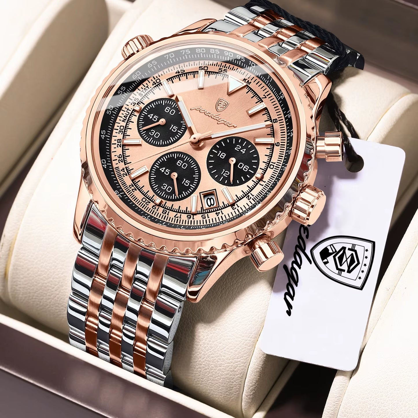 Luxury Watches for Man Date Chronograph Stainless Steel Sport Men Watch Waterproof Luminous Quartz Military Men'S Watch