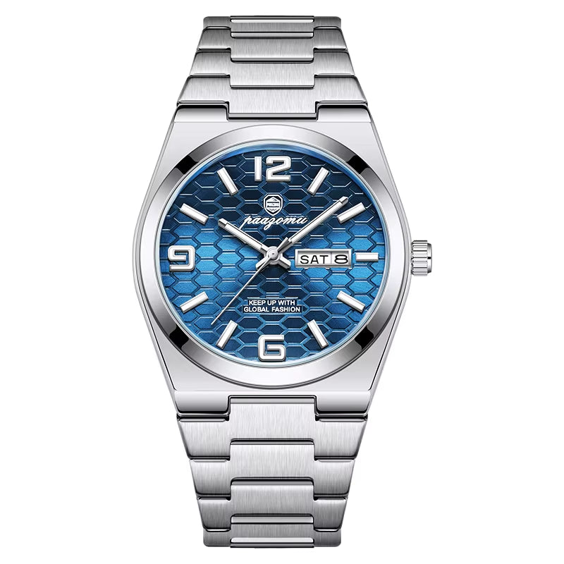 Men'S Watch Unisex Digital Display Quartz Movement Stainless Steel Band Fashion Accessory