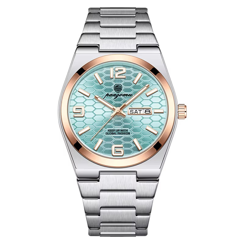 Men'S Watch Unisex Digital Display Quartz Movement Stainless Steel Band Fashion Accessory