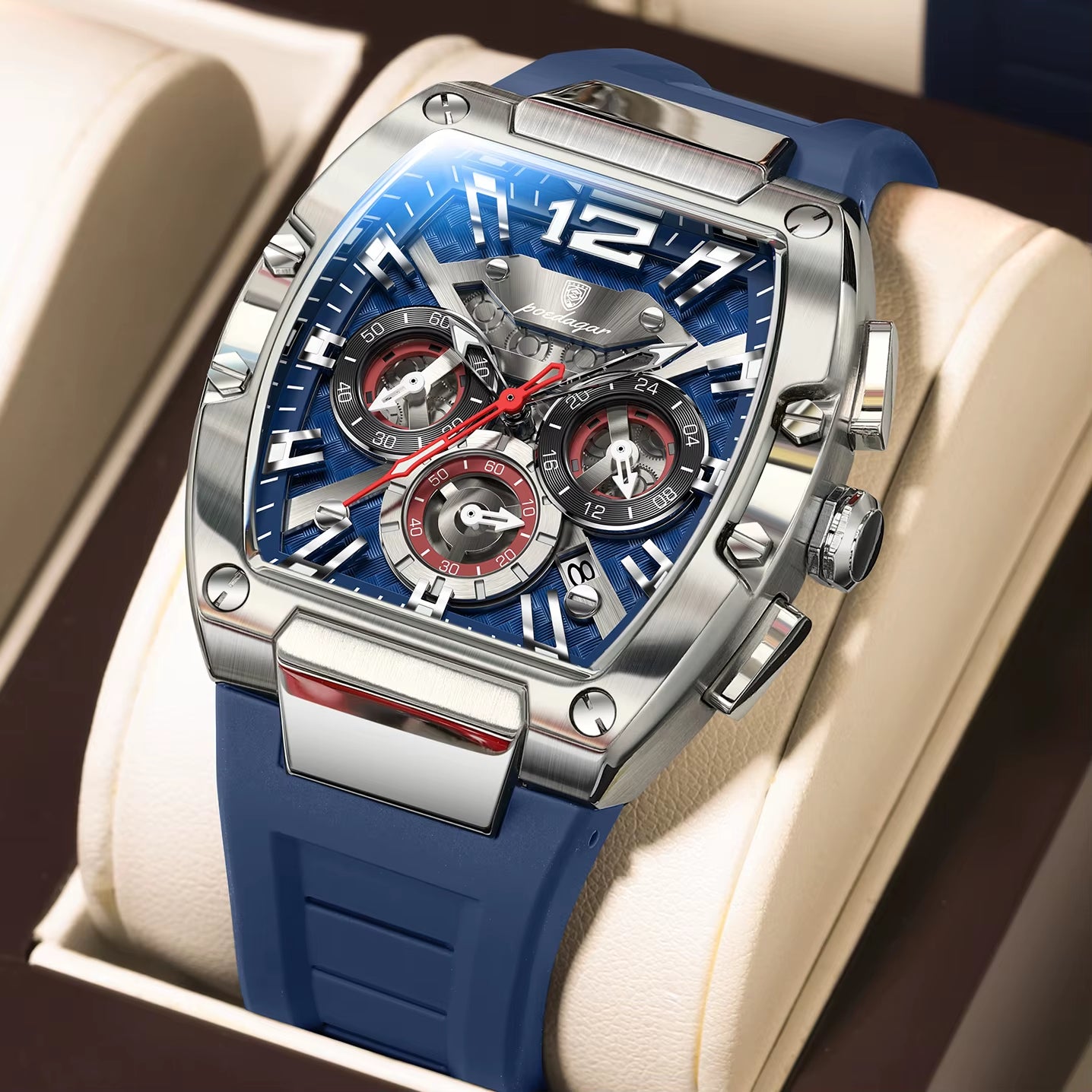 Luxury Man Quartz Watch Sports Military Watch for Men Waterproof Luminous Date Chronograph Silicone Strap Men'S Watches