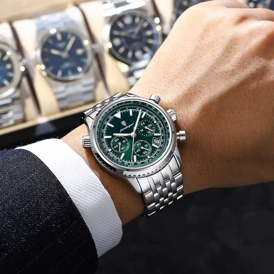 Luxury Watches for Man Date Chronograph Stainless Steel Sport Men Watch Waterproof Luminous Quartz Military Men'S Watch