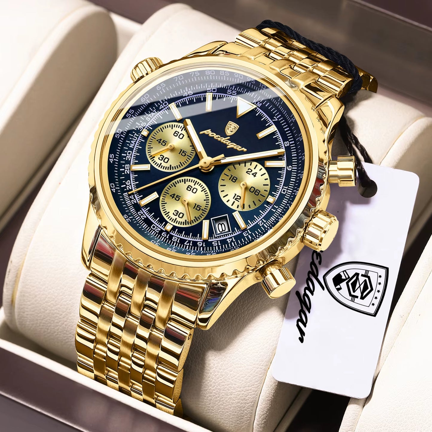 Luxury Watches for Man Date Chronograph Stainless Steel Sport Men Watch Waterproof Luminous Quartz Military Men'S Watch
