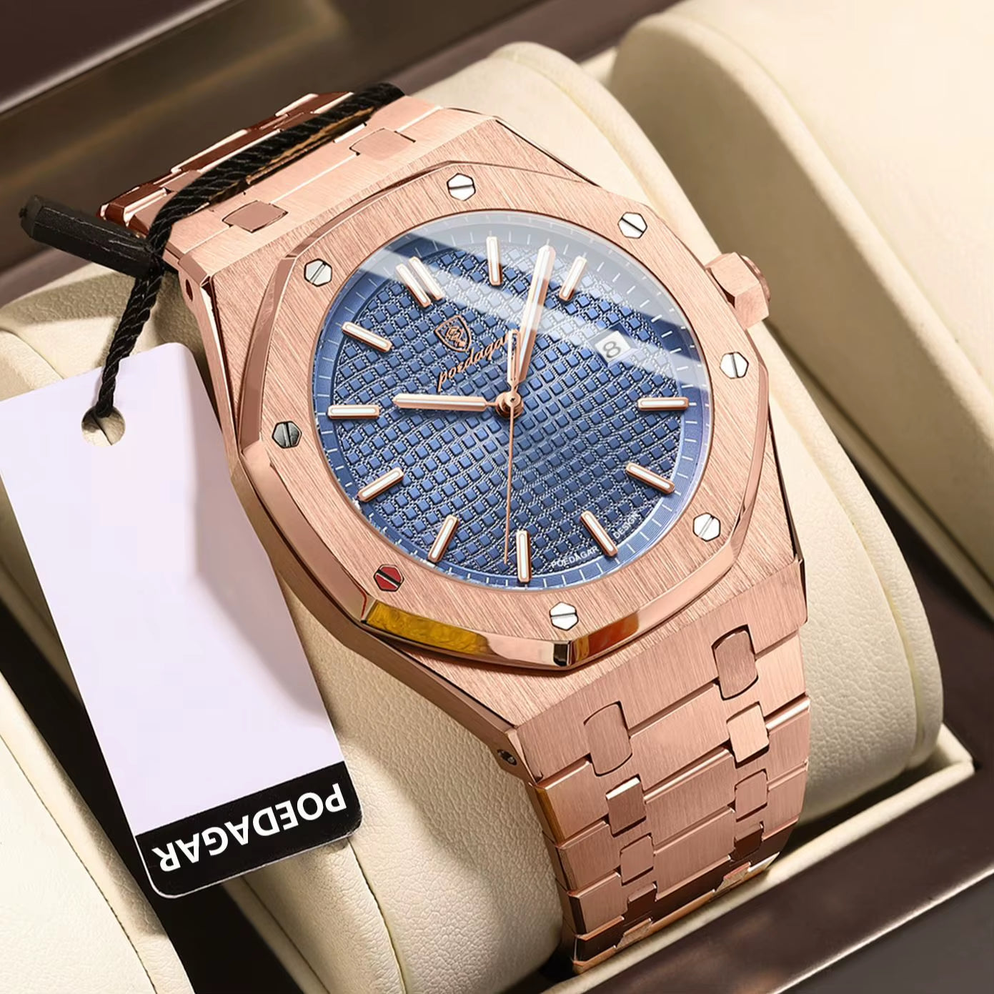 Hot Selling Waterproof Luminous Calendar Stainless Steel Men'S Square Watch Student Trend Business Quartz Watch