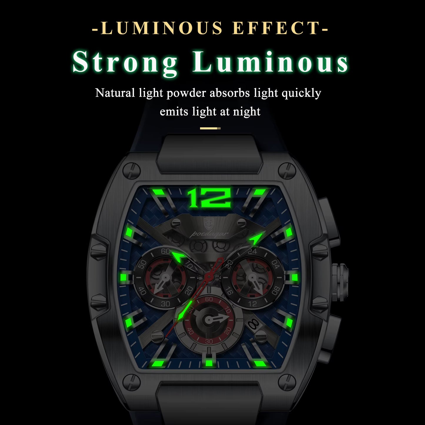 Luxury Man Quartz Watch Sports Military Watch for Men Waterproof Luminous Date Chronograph Silicone Strap Men'S Watches