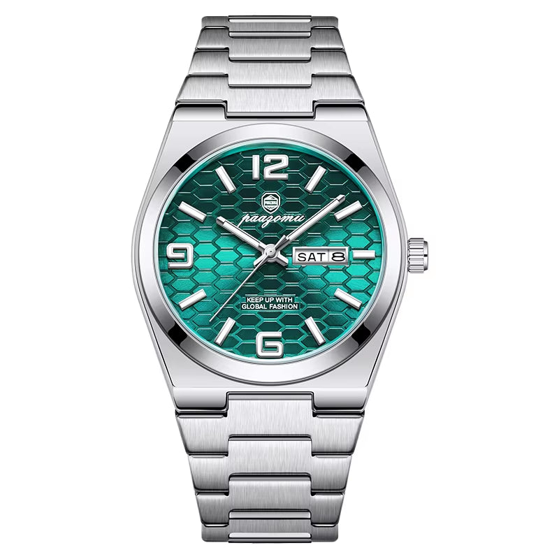 Men'S Watch Unisex Digital Display Quartz Movement Stainless Steel Band Fashion Accessory