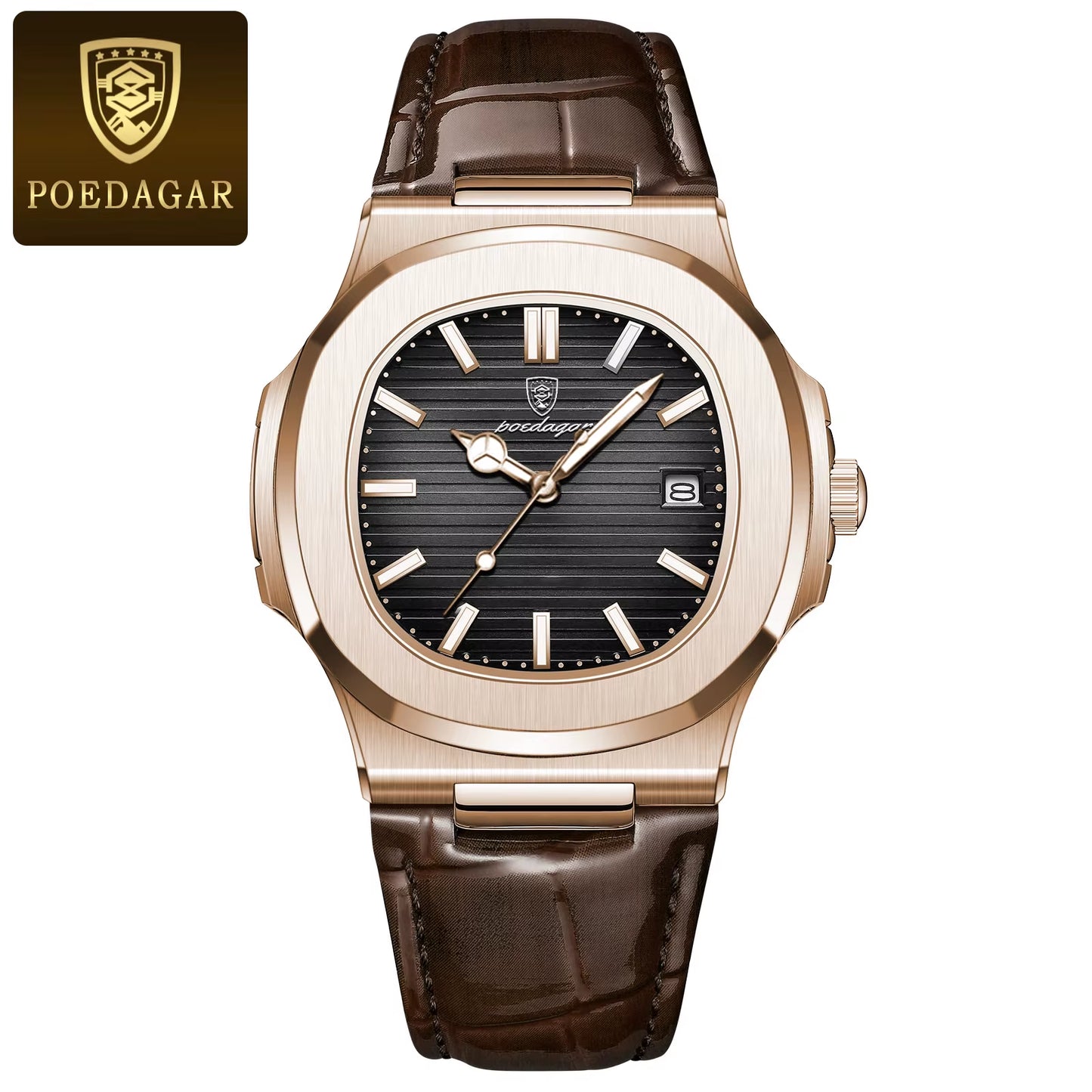 Man Wristwatch Business Luxury Square Men Quartz Watch Waterproof Luminous Date Stainless Steel Men'S Watches Clock+Box