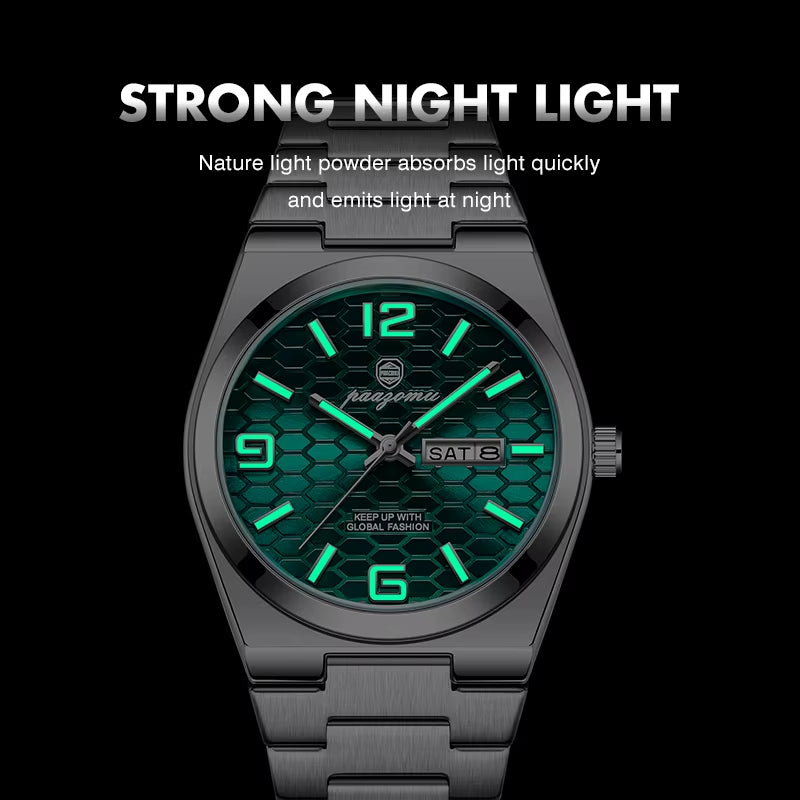 Men'S Watch Unisex Digital Display Quartz Movement Stainless Steel Band Fashion Accessory