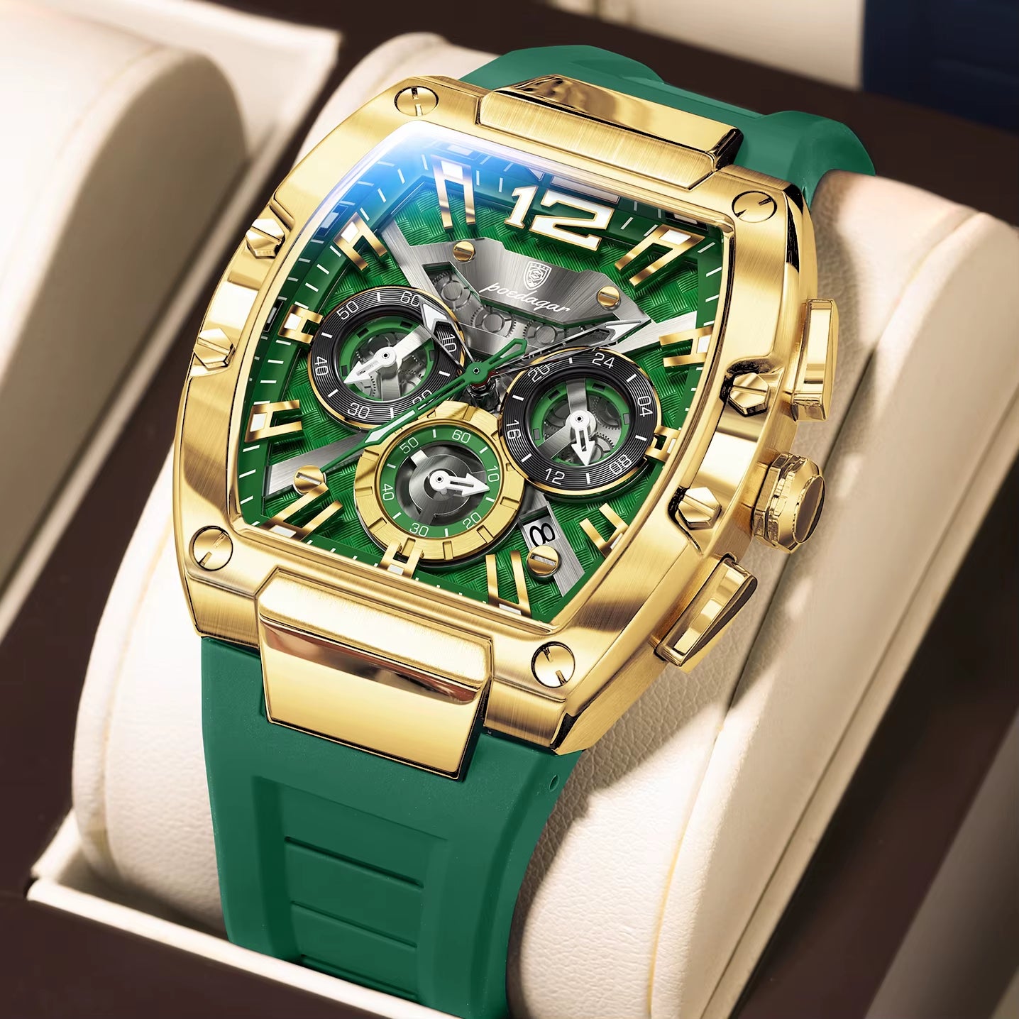Luxury Man Quartz Watch Sports Military Watch for Men Waterproof Luminous Date Chronograph Silicone Strap Men'S Watches