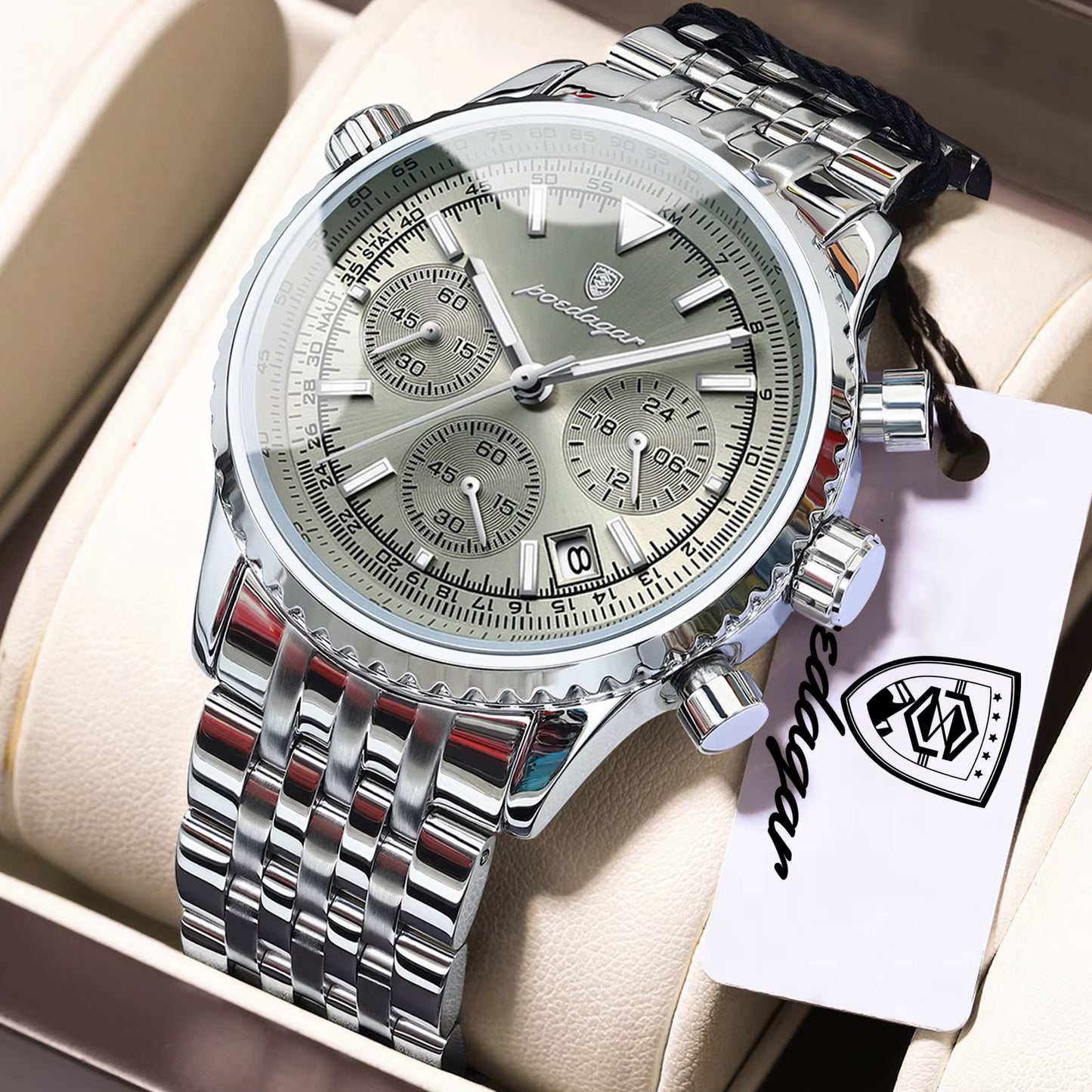 Luxury Watches for Man Date Chronograph Stainless Steel Sport Men Watch Waterproof Luminous Quartz Military Men'S Watch