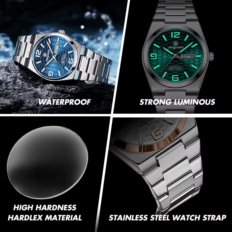 Men'S Watch Unisex Digital Display Quartz Movement Stainless Steel Band Fashion Accessory