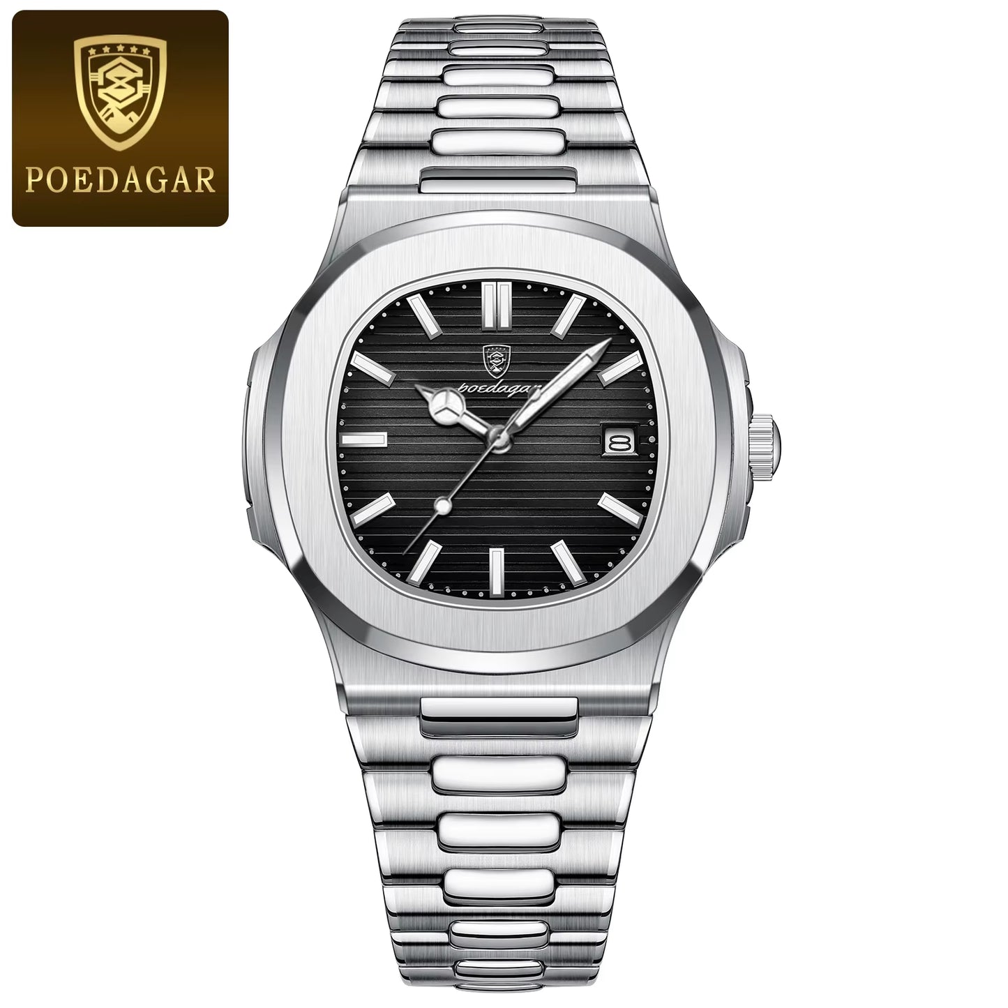 Man Wristwatch Business Luxury Square Men Quartz Watch Waterproof Luminous Date Stainless Steel Men'S Watches Clock+Box