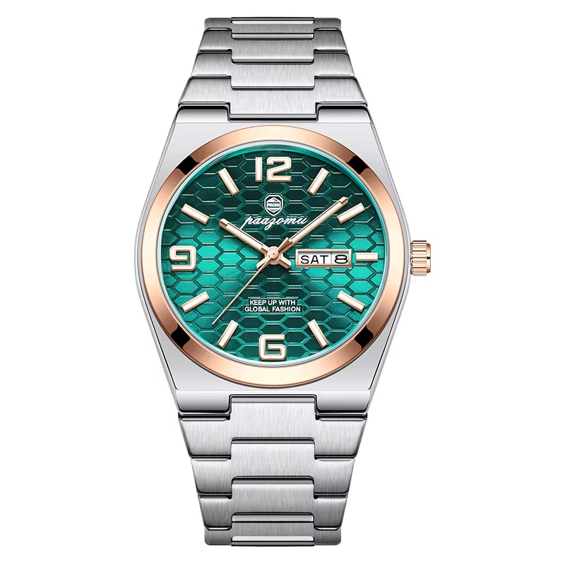 Men'S Watch Unisex Digital Display Quartz Movement Stainless Steel Band Fashion Accessory