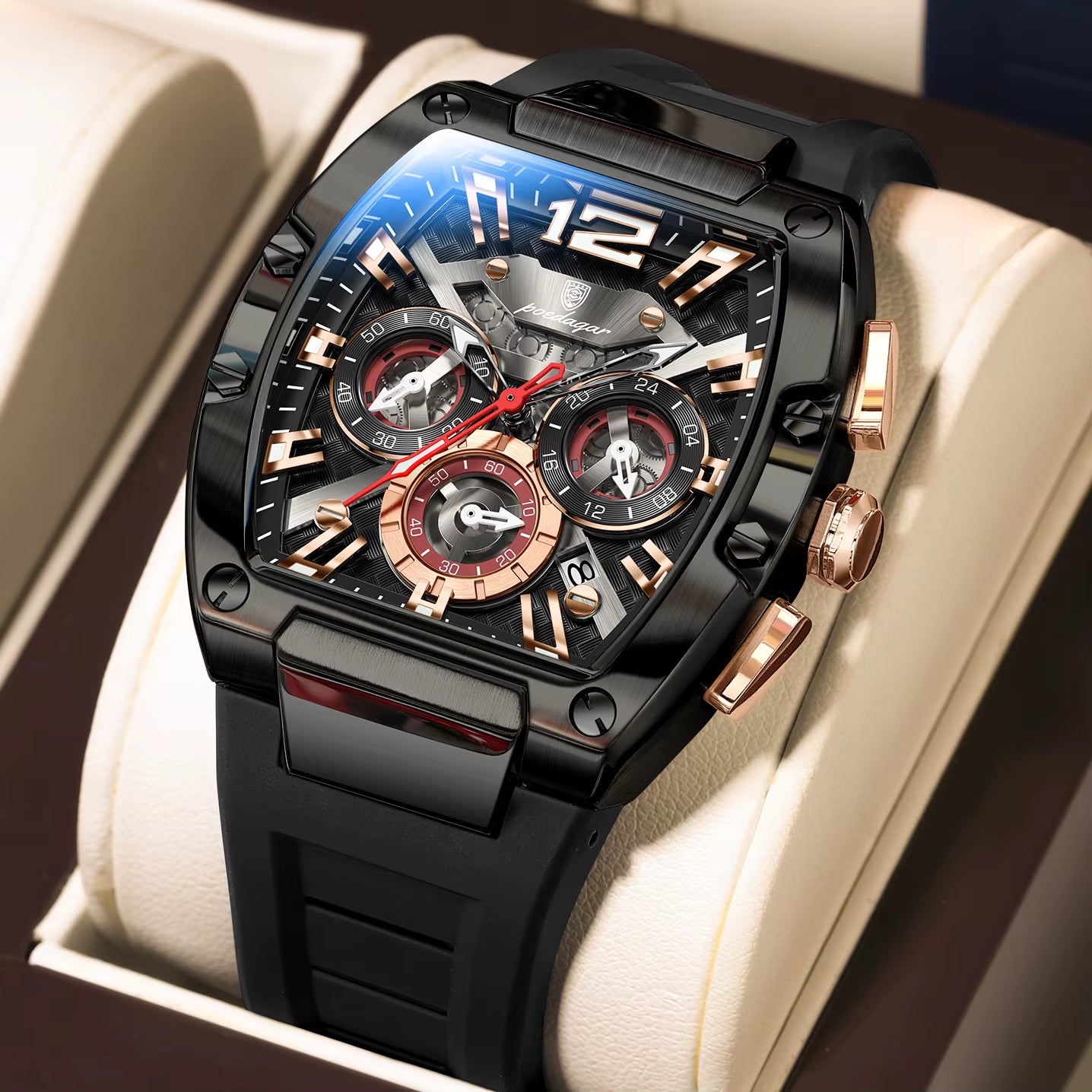 Luxury Man Quartz Watch Sports Military Watch for Men Waterproof Luminous Date Chronograph Silicone Strap Men'S Watches