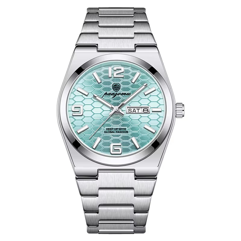 Men'S Watch Unisex Digital Display Quartz Movement Stainless Steel Band Fashion Accessory