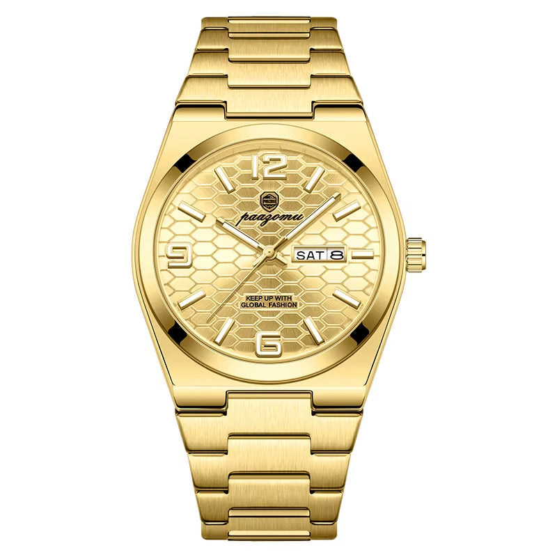 Men'S Watch Unisex Digital Display Quartz Movement Stainless Steel Band Fashion Accessory