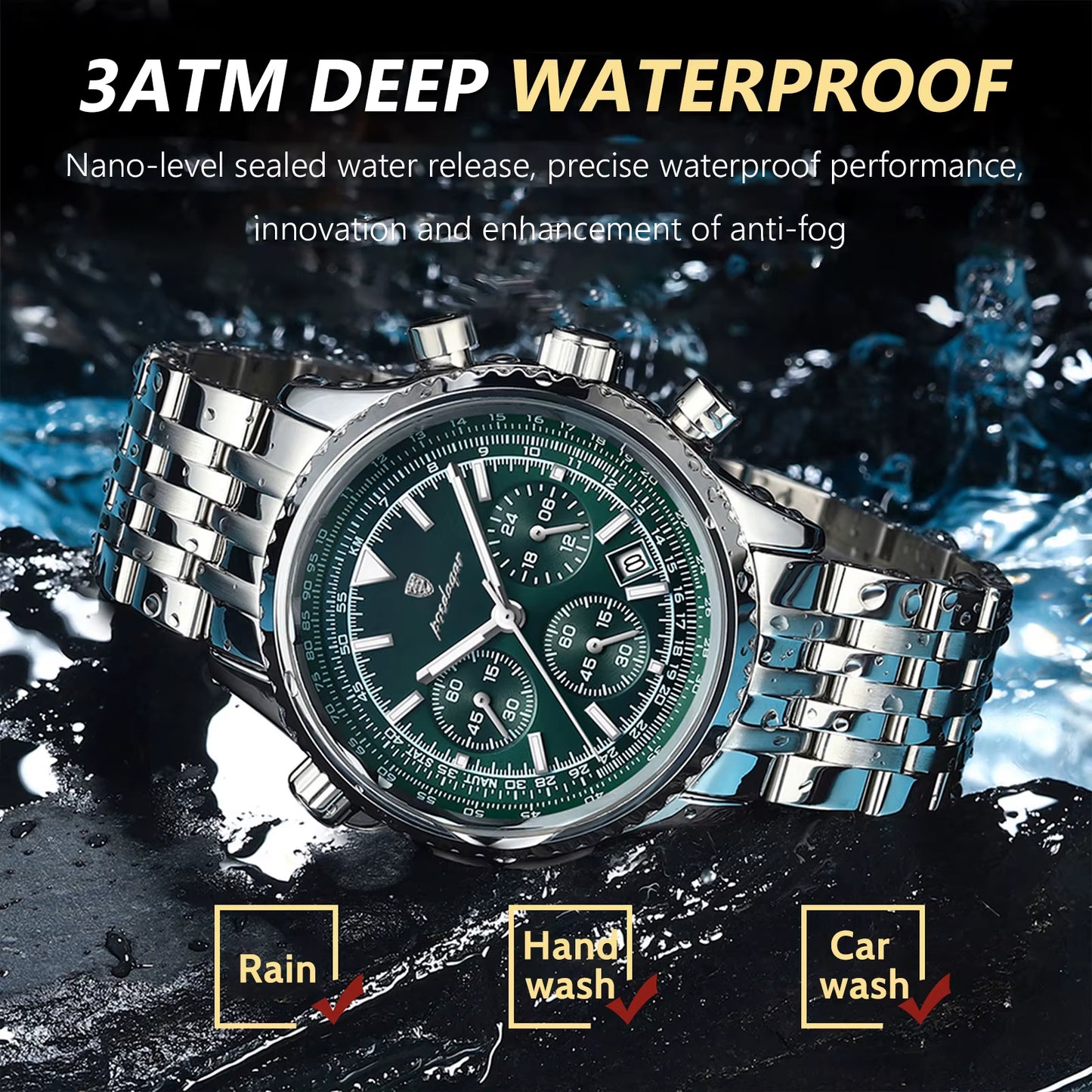 Luxury Watches for Man Date Chronograph Stainless Steel Sport Men Watch Waterproof Luminous Quartz Military Men'S Watch