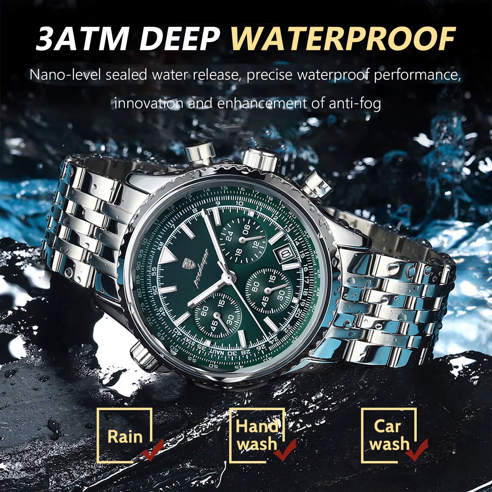 Luxury Watches for Man Date Chronograph Stainless Steel Sport Men Watch Waterproof Luminous Quartz Military Men'S Watch