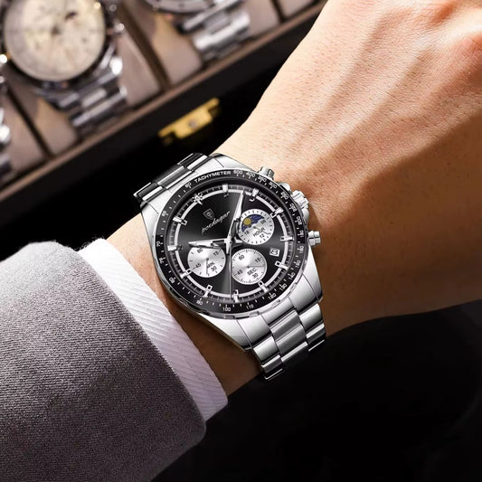 Business Brand Man Wristwatch Waterproof Stainless Steel Luminous Men Watch Chronograph Date Men'S Quartz Watches Reloj
