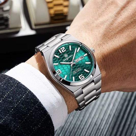 Men'S Watch Unisex Digital Display Quartz Movement Stainless Steel Band Fashion Accessory