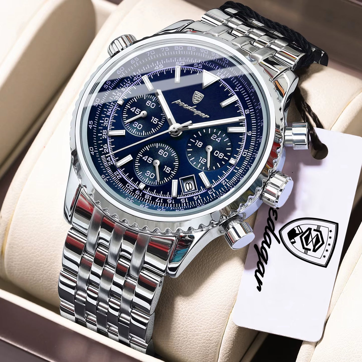 Luxury Watches for Man Date Chronograph Stainless Steel Sport Men Watch Waterproof Luminous Quartz Military Men'S Watch