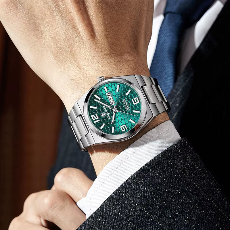 Men'S Watch Unisex Digital Display Quartz Movement Stainless Steel Band Fashion Accessory