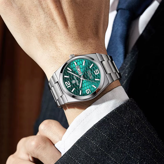 Men'S Watch Unisex Digital Display Quartz Movement Stainless Steel Band Fashion Accessory