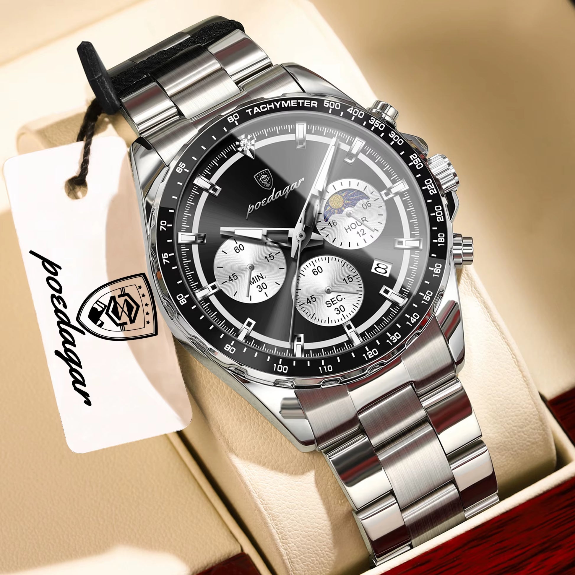 Business Brand Man Wristwatch Waterproof Stainless Steel Luminous Men Watch Chronograph Date Men'S Quartz Watches Reloj