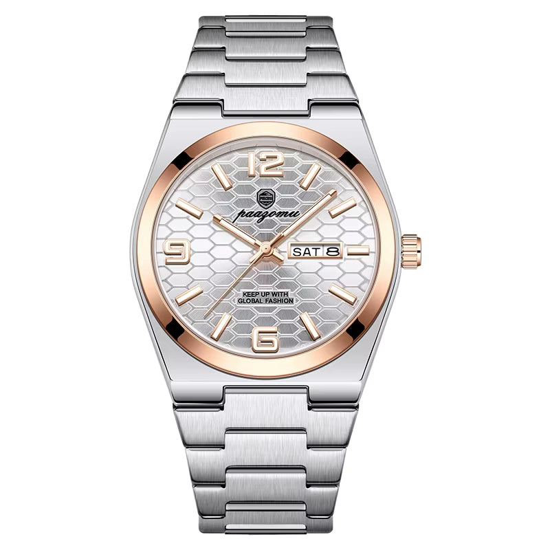 Men'S Watch Unisex Digital Display Quartz Movement Stainless Steel Band Fashion Accessory
